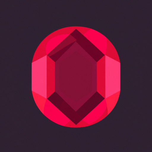 Simple uniform symmetrical red ruby gemstone