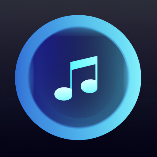 a  round background with a music note on top, minimalistic but fun