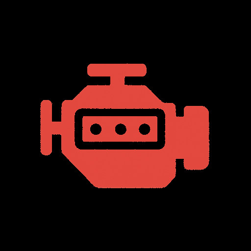 a simple icon of a motorblock, red color, transparant background
