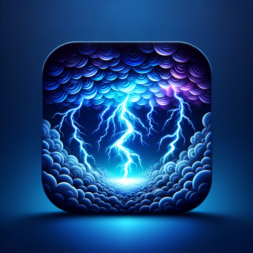 Rolling electrical cloud whipping lightning arcs through orbit, neon blue energy lines against stormy void.