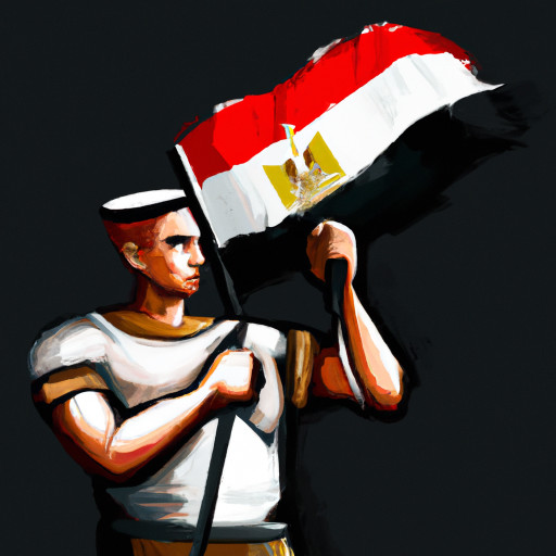 a soldier holding a flag of egypt