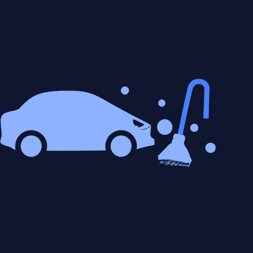 clean flat icon of a car with water spray and vacuum, minimal vector style, white background