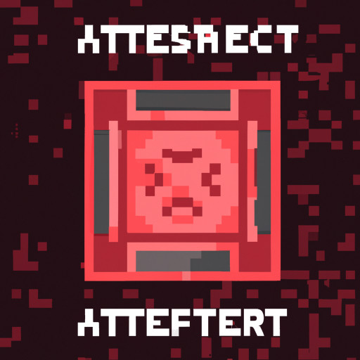 Lost artifacts pixelated texte and the nether from Minecraft as the background 
