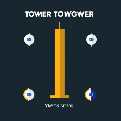 Minimalist ATC tower icon with rising line graph; geometric in navy blue, yellow & white; left-mounted tower with hexagonal top; yellow graph bars on navy grid; bold uppercase ViceDataCollector text below
