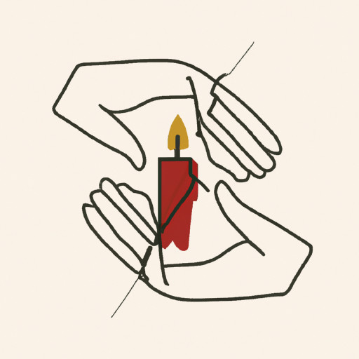 2 hands defending a lighting candle