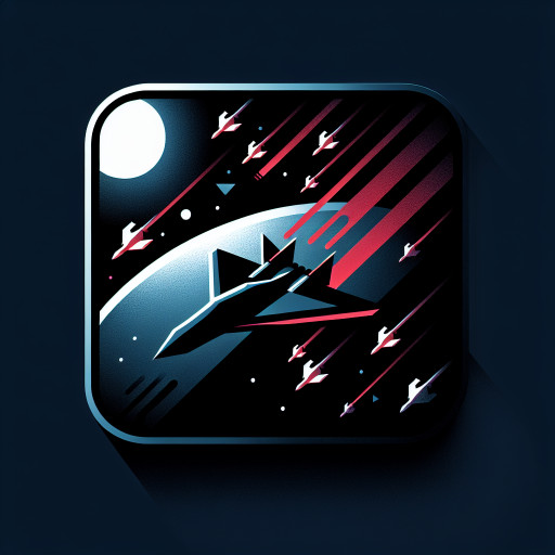 Stealth fighter spaceship silhouettes emerging from shadow with red beam streaks across a planet, high-contrast noir palette.