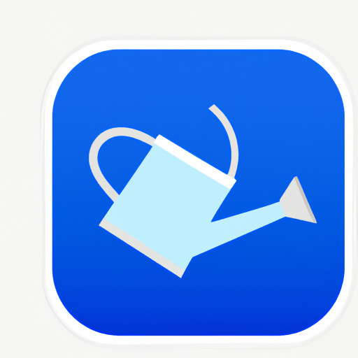 A minimalist vector-style icon of a watering can, primary color is #2196F3 (vibrant blue), flat design, no background, clean lines, modern aesthetic, suitable for a gardening or plant care mobile app, front-facing perspective, SVG style