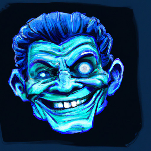 A Image of Frankenstein who have his eyes open and is smiling and looking in camera. Also you can only see his face and head. Not full body. 