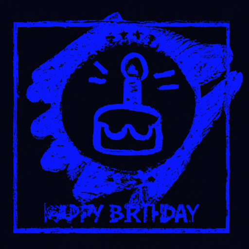 birthday blue ink stamp