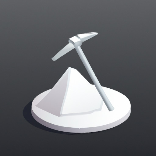 A small, isometric mound or cone of fine material / mined salt, perhaps with a pickaxe leaning against it. Colored White/Very Light Gray