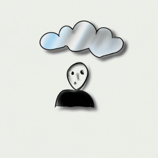 sad man with cloud over top