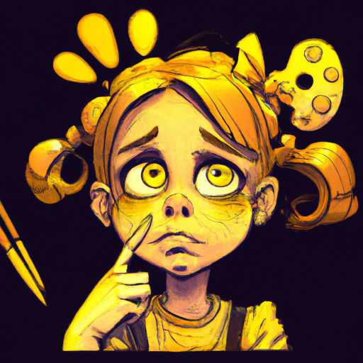 Create a high-quality cartoon girl character who thinks a lot and has no background.