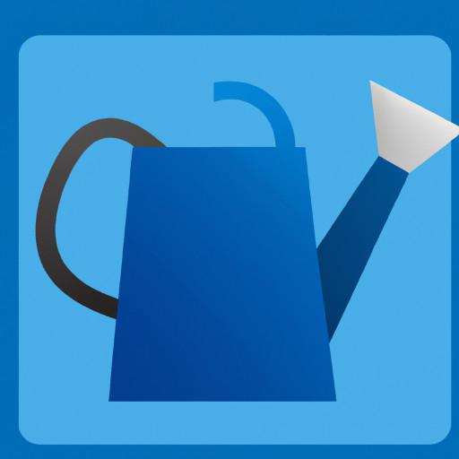 A minimalist vector-style icon of a watering can, primary color is #2196F3 (vibrant blue), flat design, no background, clean lines, modern aesthetic, suitable for a gardening or plant care mobile app, front-facing perspective, SVG style