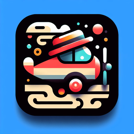 Cartoon icon of a small airplane with a fedora hat on top, playful vector style, clean lines, bright flat colors.