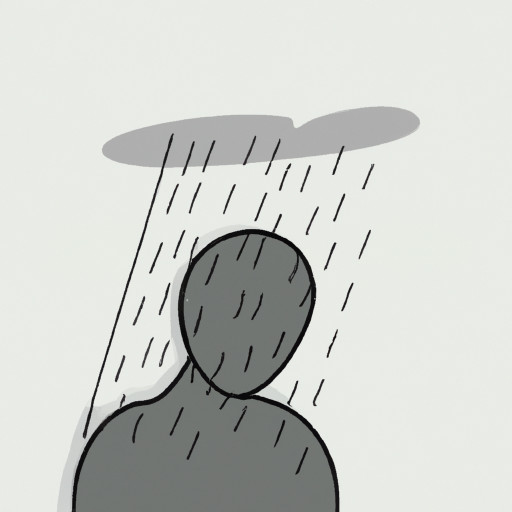 sad man with rain coming down